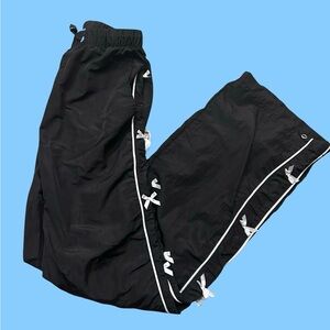 Black Track Pants with White Bows